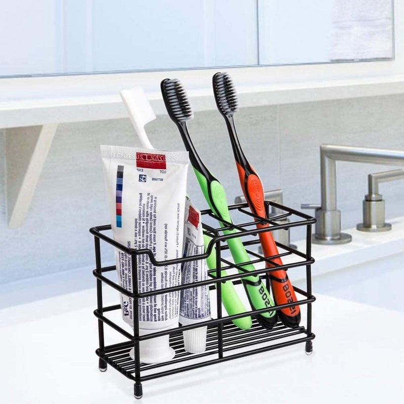 Wbbog Stainless Steel Toothbrush and Toothpaste Holder for Bathroom – 7-Slot Black Organizer, Space-Saving Hygienic Storage with Modern Design for Countertop - Image 5